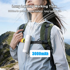 Mini Handheld Fan Portable Neck Hanging Fan USB Rechargeable Outdoor Waist Clip Air Fan Turbo Ice Cooling Fan with Cold Compress