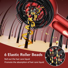 Electric Scalp Massager Comb Hair Growth Micro-Current Red & Blue Light Anti-Hair Loss Treatment Oil Applicator Kneading Relax