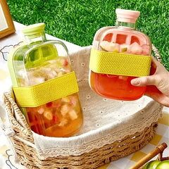 Press Ice Cube Bottle with Strap | Portable Ice Maker