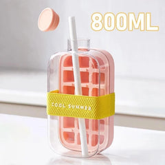 500/800Ml 2In1 Ice Cube Tray with Water Bottle Press Type Portable Ice Maker High Capacity Ice Mold for Home Kitchen Summer Use