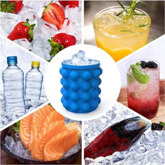 2-In-1 Ice Cube Mold & Silicone Ice Bucket | Large Portable Frozen Drink Maker for Whiskey, Beer | Kitchen Tools Ice Trays