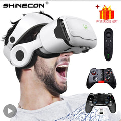 Shinecon Virtual Reality VR Glasses 3D Headset Viar Device Smart Helmet Lenses Goggle for Mobile Phone Cell Smartphone Headphone