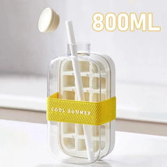 500/800Ml 2In1 Ice Cube Tray with Water Bottle Press Type Portable Ice Maker High Capacity Ice Mold for Home Kitchen Summer Use