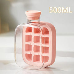 500/800Ml 2In1 Ice Cube Tray with Water Bottle Press Type Portable Ice Maker High Capacity Ice Mold for Home Kitchen Summer Use