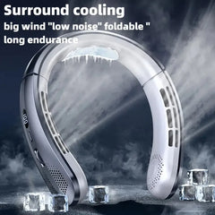 1Pc ABUDODO Portable Neck Fan USB Rechargeable Mini Cooling Fanwith Digital Display, Adjustable Speed & Super Ice Function