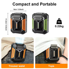 Portable Waist Clip Fan USB Rechargeable Small Belt Fan for Sports Outdoor Working Camping Waist Fan Power Bank Flashligh