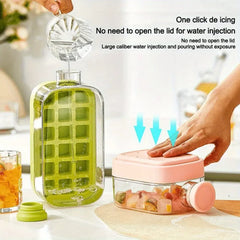 500/800Ml 2In1 Ice Cube Tray with Water Bottle Press Type Portable Ice Maker High Capacity Ice Mold for Home Kitchen Summer Use
