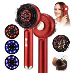 Electric Scalp Massager Comb Hair Growth Micro-Current Red & Blue Light Anti-Hair Loss Treatment Oil Applicator Kneading Relax