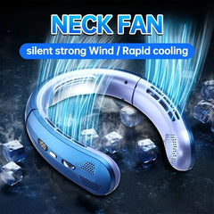 1Pc ABUDODO Portable Neck Fan USB Rechargeable Mini Cooling Fanwith Digital Display, Adjustable Speed & Super Ice Function