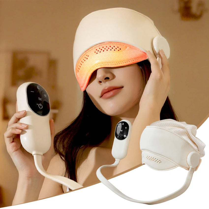 Head and Eye Massager 4 Modes 3 Hot Compress Gears Gasbag Wrapping Electric Mask