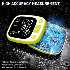 Blood Pressure Monitors for Home Use Rechargeable Wrist Digital BP Machine Cuff with LED Backlit Display, Voice Broadcast, 240 Memory Storage for 2 Users with Carrying Case, Green