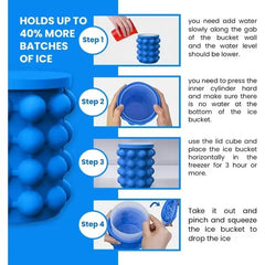 2-In-1 Ice Cube Mold & Silicone Ice Bucket | Large Portable Frozen Drink Maker for Whiskey, Beer | Kitchen Tools Ice Trays