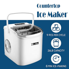 Countertop Ice Maker Machine, 6 Mins 9 Bullet Ice, 26.5Lbs/24Hrs, Portable Ice Maker Machine W/ Self-Cleaning, Pink | USA | NEW