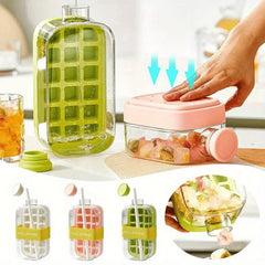 500/800Ml 2In1 Ice Cube Tray with Water Bottle Press Type Portable Ice Maker High Capacity Ice Mold for Home Kitchen Summer Use