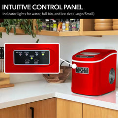 9.5 In. 27 Lbs. Portable Countertop Ice Maker Bullet Ice Machine with 2.2L Reservoir and 1.5 Lb. Bin in Metallic Red