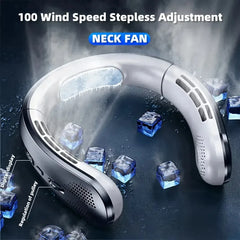 1Pc ABUDODO Portable Neck Fan USB Rechargeable Mini Cooling Fanwith Digital Display, Adjustable Speed & Super Ice Function