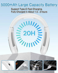 2026 New Upgrade Neck Air Conditioner, Portable Neck Fan with Cooling Plate 360°Cooling Airflow, 5000Mah Rechargeable USB Fan