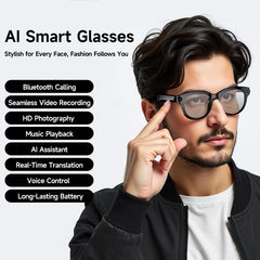 2026 AI Smart Glasses AI Translation Sunglasses Bluetooth Calling Music Player Camera Control Anti-Blue Light Glasses Men Women