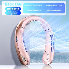 1Pc ABUDODO Portable Neck Fan USB Rechargeable Mini Cooling Fanwith Digital Display, Adjustable Speed & Super Ice Function