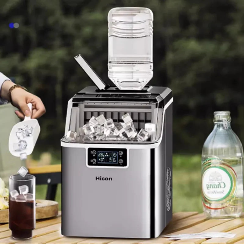 Ice Maker Machine Countertop, 26 Lbs in 24 Hours, 9 Cubes Ready in 6 Mins, Electric Ice Maker and Compact Potable Silver