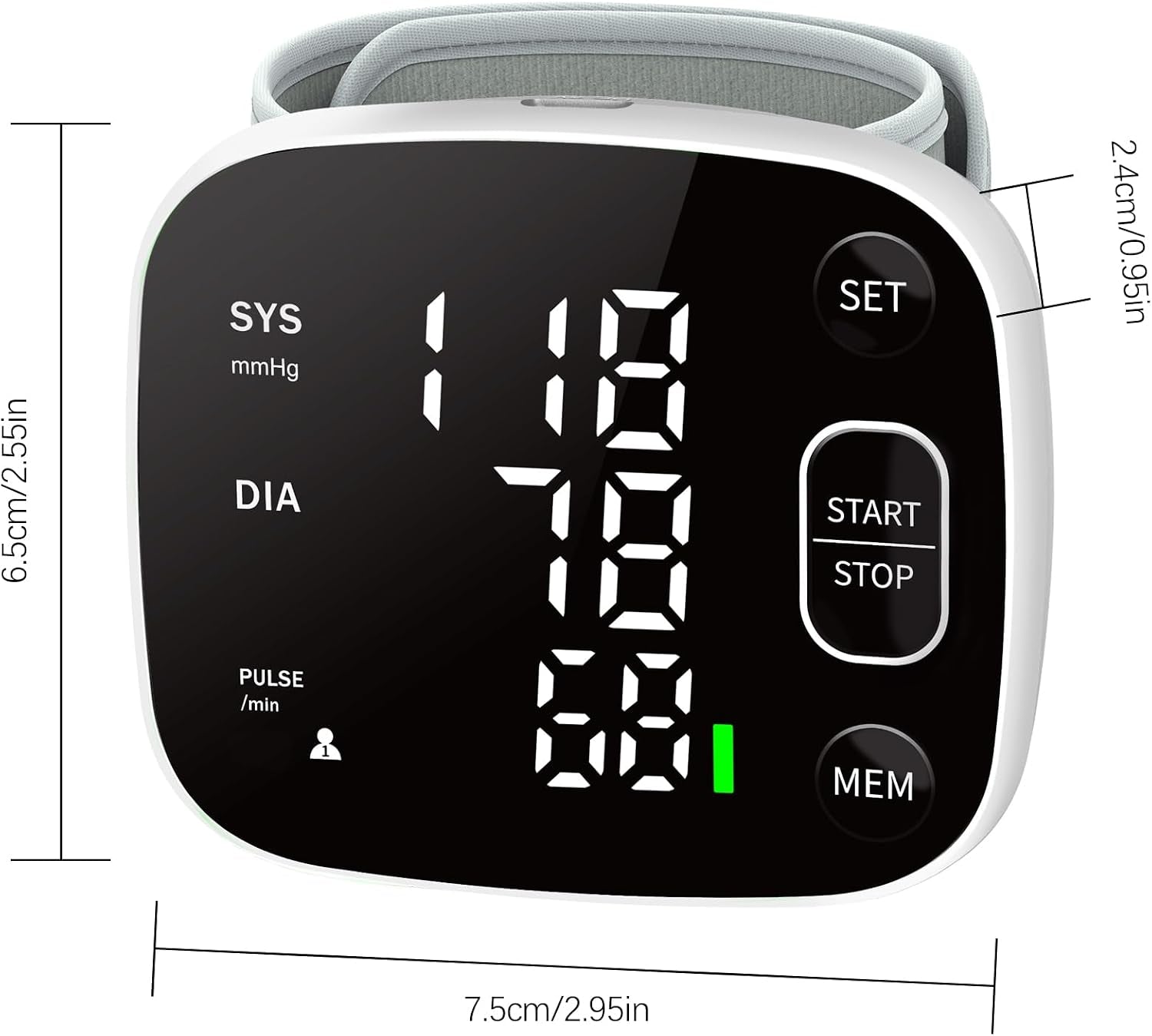 Blood Pressure Monitor Rechargeable Blood Pressure Monitors for Home Use Adjustable Automatic Wrist Cuff Voice Broadcast 2 * 120 Reading Memory for 2 Users with Carrying Case