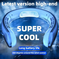 1Pc ABUDODO Portable Neck Fan USB Rechargeable Mini Cooling Fanwith Digital Display, Adjustable Speed & Super Ice Function