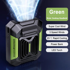 Portable Waist Clip Fan USB Rechargeable Small Belt Fan for Sports Outdoor Working Camping Waist Fan Power Bank Flashligh