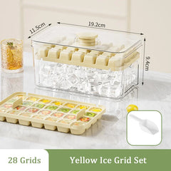 Press Ice Tray Bucket Multifunctional 48 Gride Ice Cube Mold Ice Maker with One-Touch to Release Portable Ice Box Ice Cube Tray