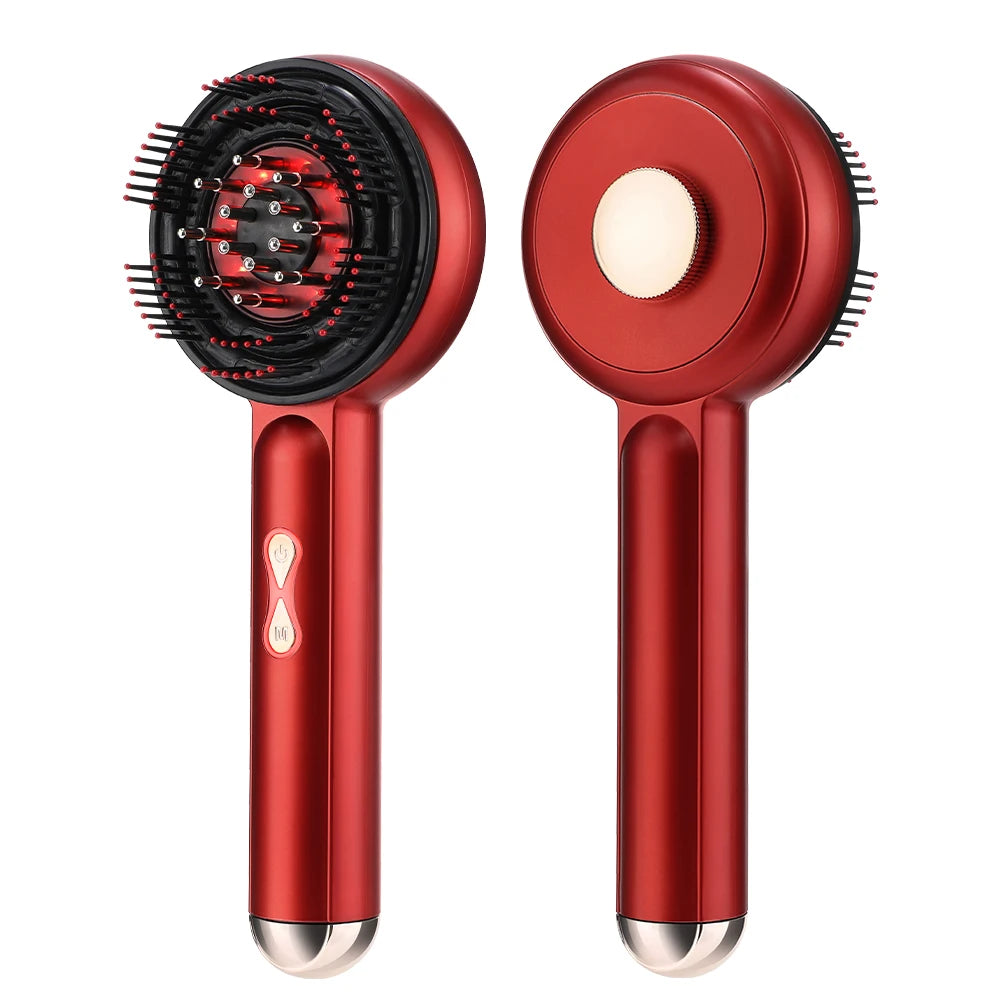 Electric Scalp Massager Comb Hair Growth Micro-Current Red & Blue Light Anti-Hair Loss Treatment Oil Applicator Kneading Relax